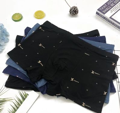 Fashion Milk Silk Fabric Men's Underwear Solid Color Printed Boxer Briefs