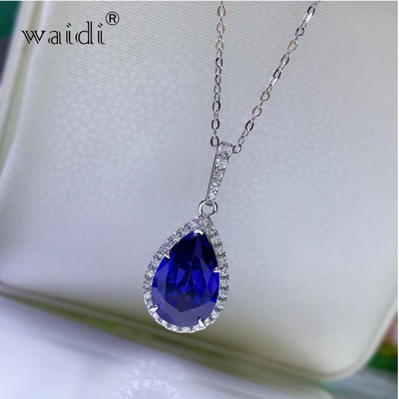 Waidi10*15MM Water Drop High Carbon Diamond Silver Necklace Woman S925 Jewelry Wedding Birthday Party Gift