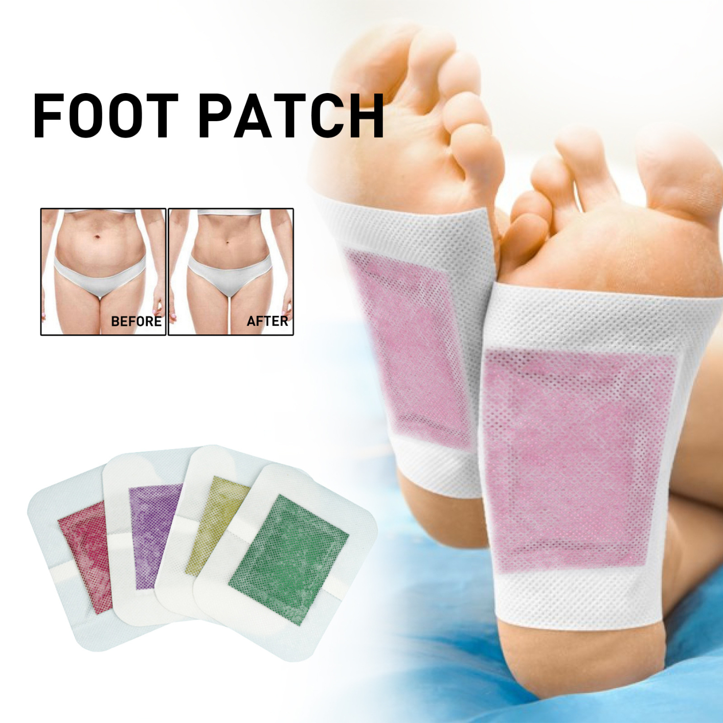 2-in-1 2pcs Foot Pads with Natural Extracts for Anti-Stress Relief Improving Sleeping,Deep Natural Cleansing Anti Swelling  Foot Pads for Foot Care