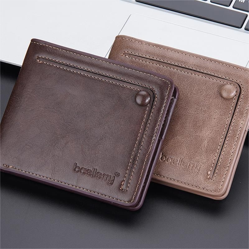 3243 Men's New Retro Multi Card Wallet Solid Color Short Wallet