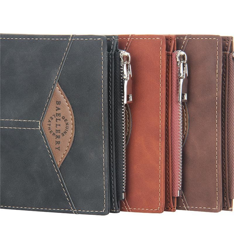 D071 Men's New Short Thin Wallet Zipper Buckle Wallet