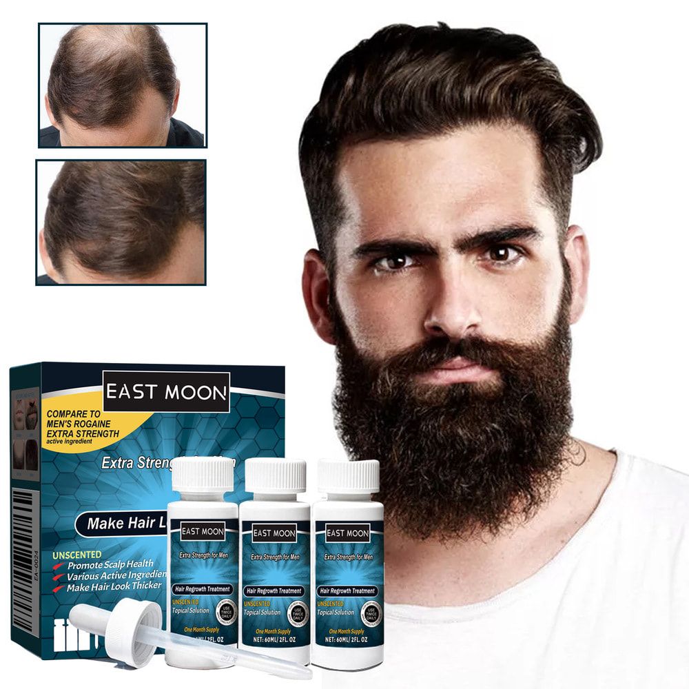 East Moon 3pcs Men's Hair Thickening Serum Prevent Baldness Repair Damaged Strengthen Roots Improving Loss Reduce Frizz Men Hair Essential Moisturizing Serum