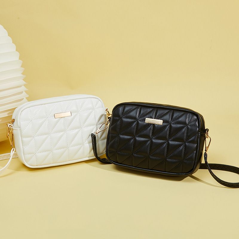 Women Fashion Embroidered Plaid Crossbody Small Square Bag, Simple Mobile Phone Camera Shoulder Purse