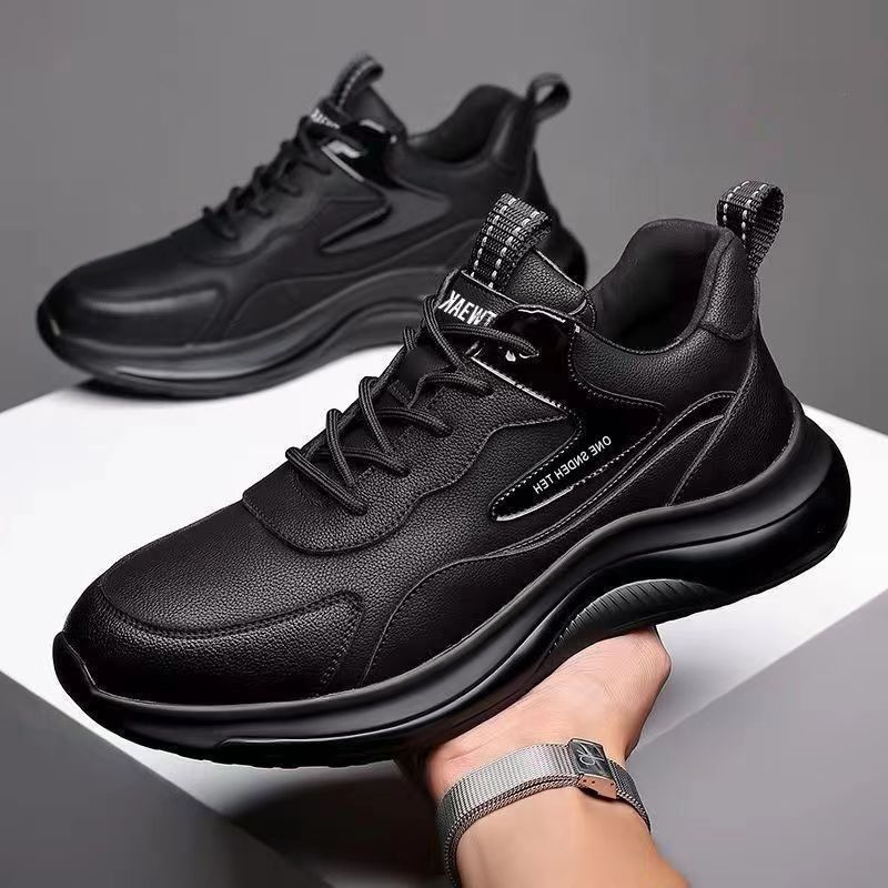 Men's Thick-Sole Leather Dad Shoes, Casual Versatile Sports Casual Shoes, Stylish Running Men's Shoes