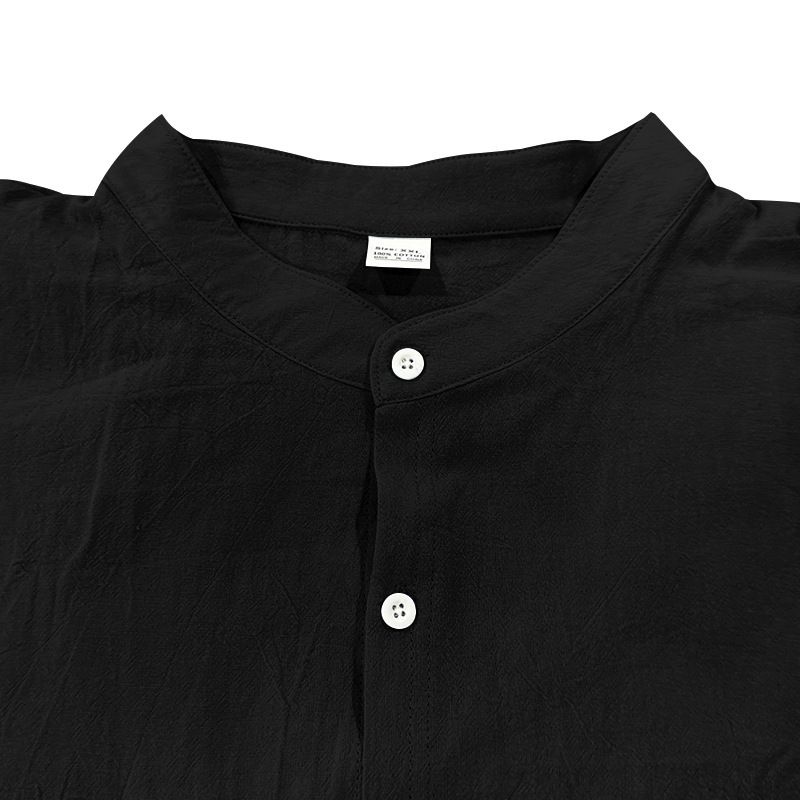 Men's Clothing Sets Two-Piece Outfits Flax Men's Casual Loose Breathable Long Sleeve Long Pants Shirt Beach Set