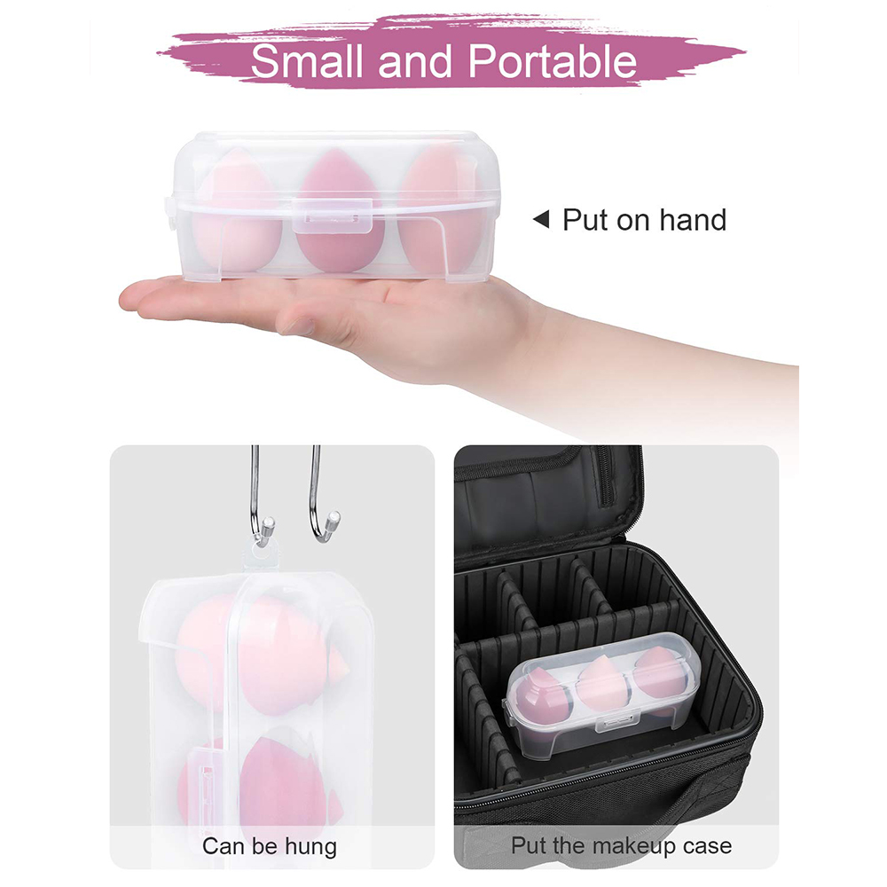 Makeup Sponge Case Blender Beauty Foundation Holder Blending Sponge Egg Set Makeup Sponge Wet And Dry Storage Box Egg Sponge Organize