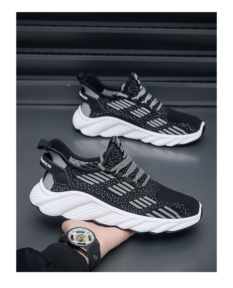 2024 autumn new breathable men's sneakers mesh men's shoes casual shoes men's fashion flying woven running shoes AD128
