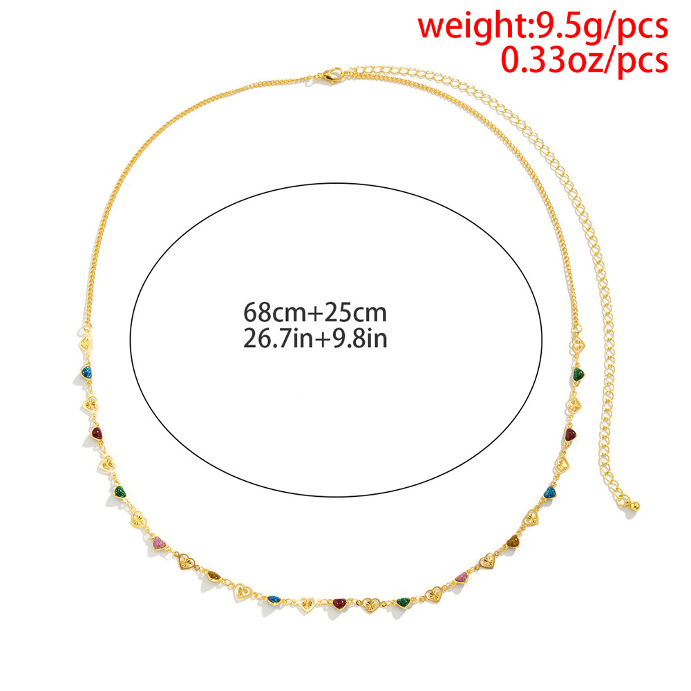 VEONAM Sexy Love Heart Waist Chain for Women Girl Minimalist Hollow out Colorful Heart Belly Chain Summer Beach Jewelry 2022
