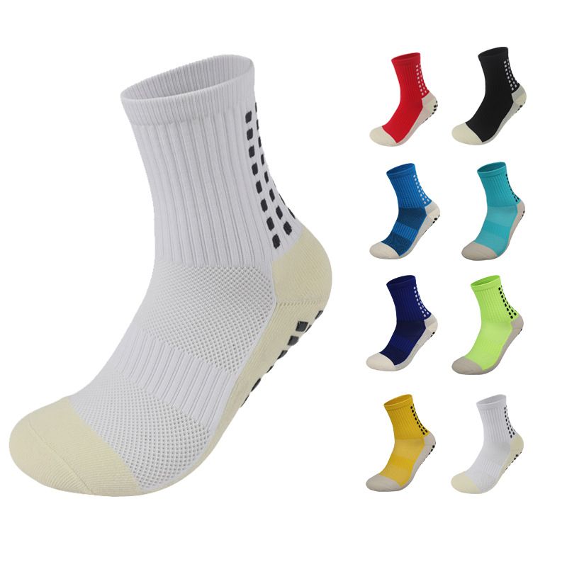 Non-Slip Grip Soccer Socks, Cushioned Mid-Calf Athletic Socks for Men, Anti-Slip Breathable Running Sports Socks with Grip for Football, Cycling, Hiking