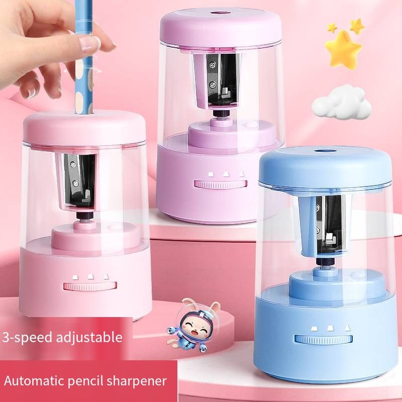 New Dopamine Style Electric Automatic Pencil Sharpener, Multi Aperture Multi Size Pencil Holes, Durable High Appearance Automatic Pencil Sharpener for Student School Office