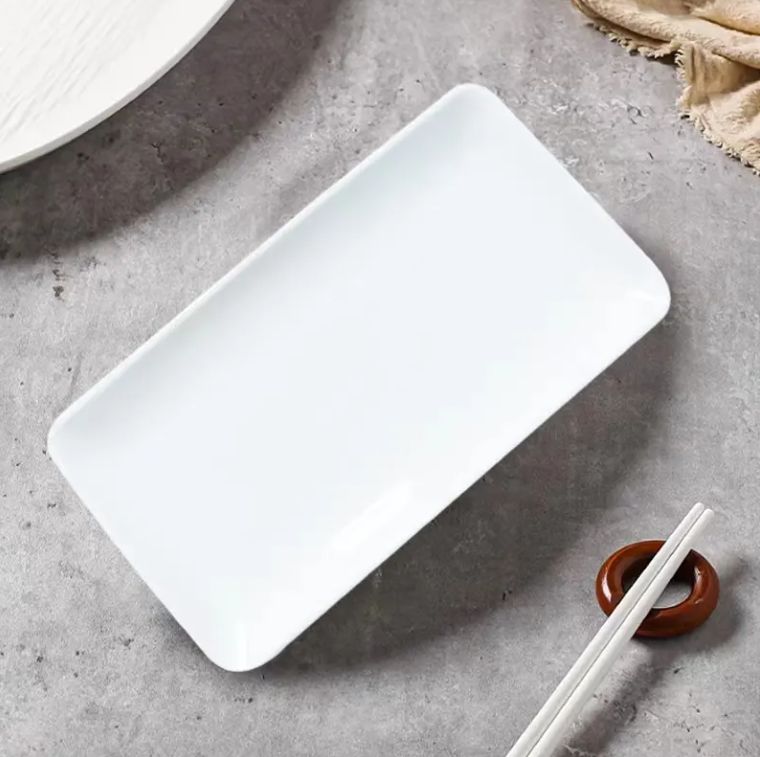 Ceramic Porcelain Rectangular Salad Dessert  Dinner Plates For Serving Trays for Fruit, Sushi Appetizer, and Parties Stackable - T-01