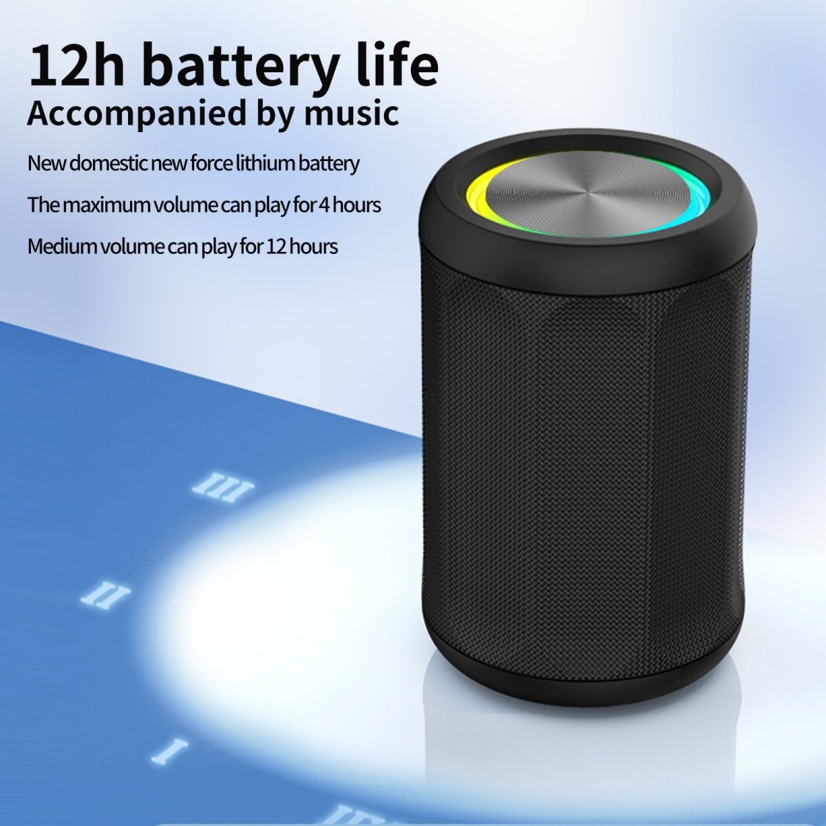 New Arrival Mini Fabric Wireless Bluetooth Speaker, Support TWS Interconnection for Stereo Sound, Portable Audio with Dynamic Colorful Lights for Home & Outdoor