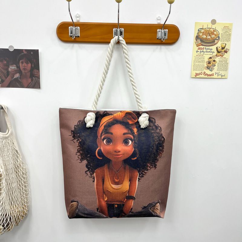 Miss DG Painting hand bag Cartoon canvas bag Large capacity Beauty Tote bag Shopping shoulder bagstyle5