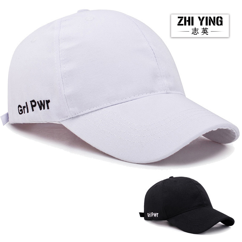 ins hat female spring and summer letters embroidered baseball cap male tide Korean version of the couple curved eaves cap washed cotton duck tongue cap