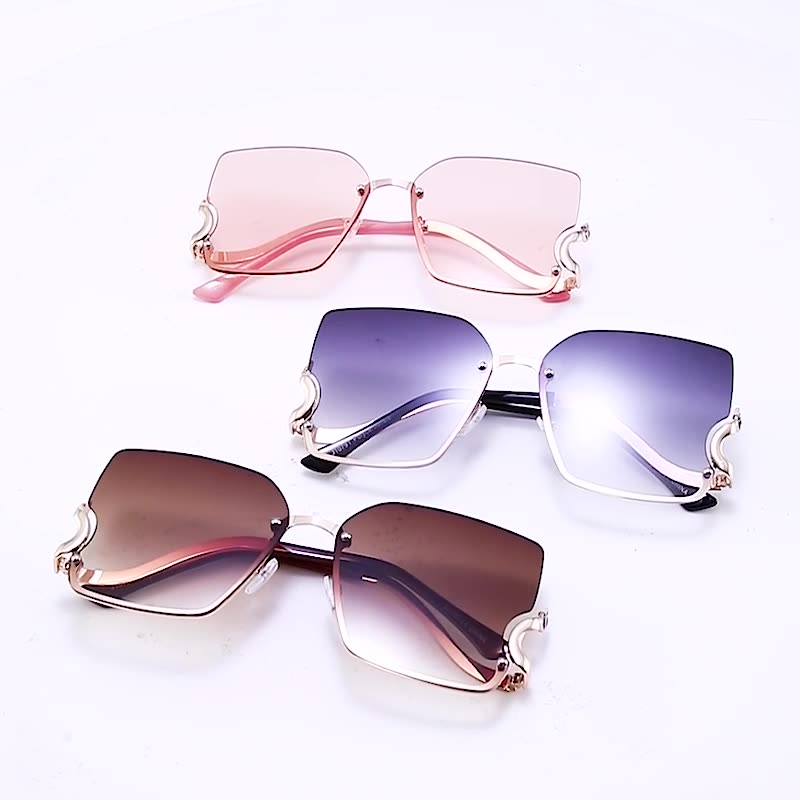 New PC sheet sunglasses, cross-border high-end style, personalized S metal leg UV-resistant sunglasses T1037