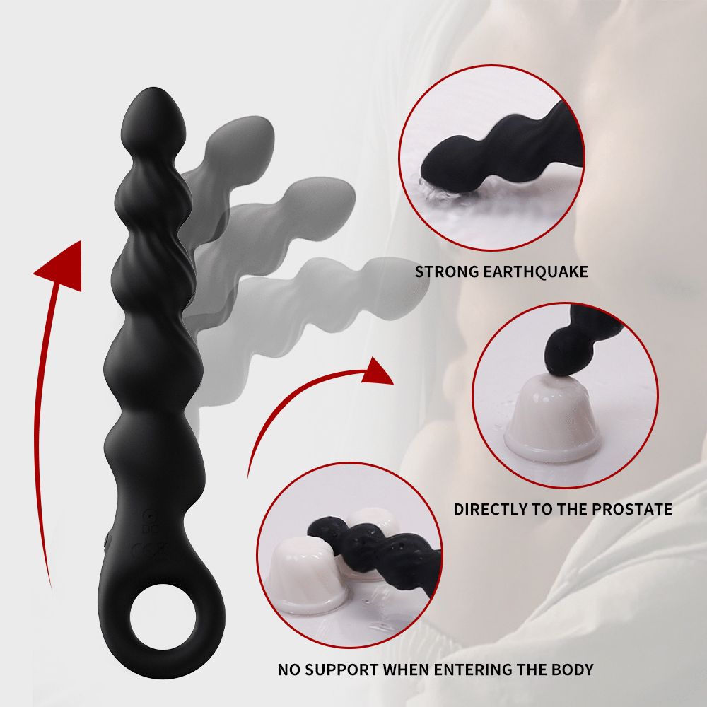 YY810 Anal Beads Sex Toys for Men, Anal Vibrator with Pull Ring Design Adult Toys Prostate Massager with 2 Powerful Motors & 12 Vibrating Modes, Male Sex Toys Dildo Anal Butt Plug for Men Women Couples