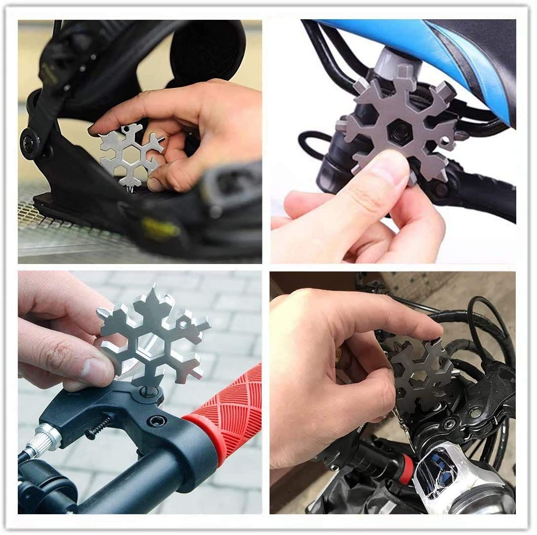 18 In 1 Snowflake Multi Tool, Stainless Steel Beer Bottle Opener, Flat Phillips Screwdriver Kit/Wrench, Outdoor Durable and Portable