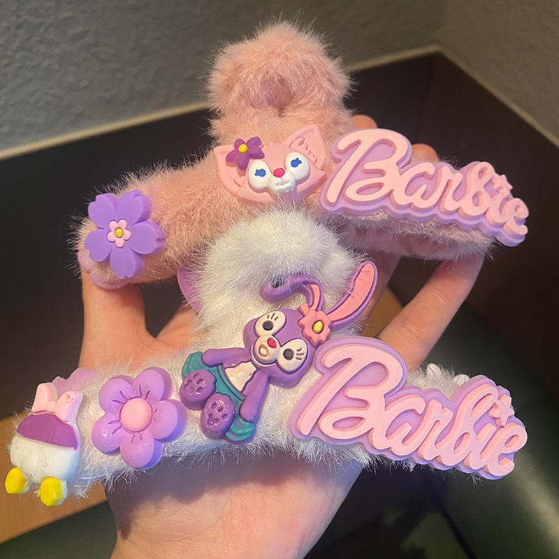 Lina Belle cute grab hairpin female cartoon plush star Dew back of head hairpin side net red strawberry Bear