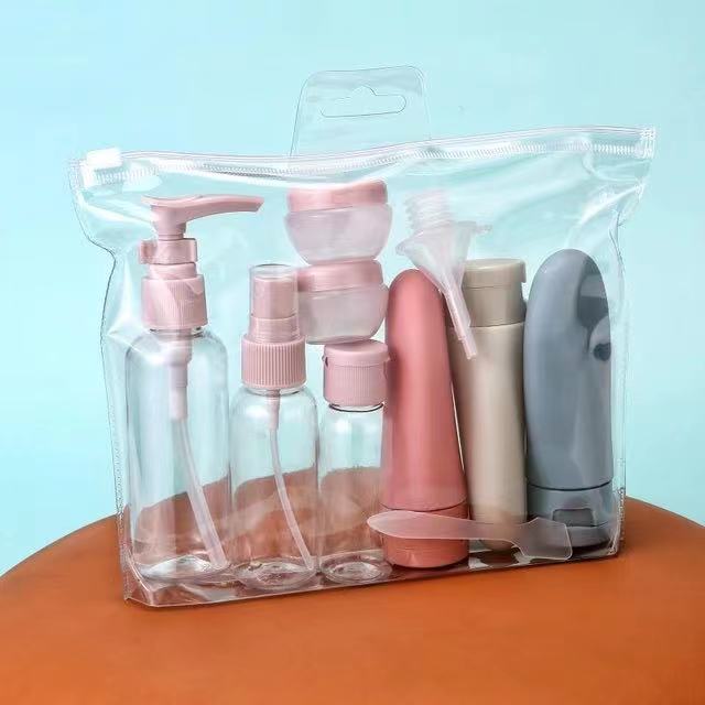 11PCS Travel Refillable Bottle Set 50ml 80ml 10g Nordic Style Empty Container Portable Cosmetic Lotion Toner Spray Shampoo CreamFZP-11SET01