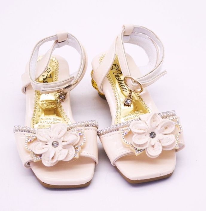 Girls fashion diamond butterfly glitter design cream sandals