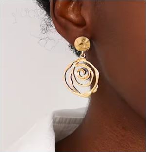 Geometric stud golden big round hoop earring for women's jewelry