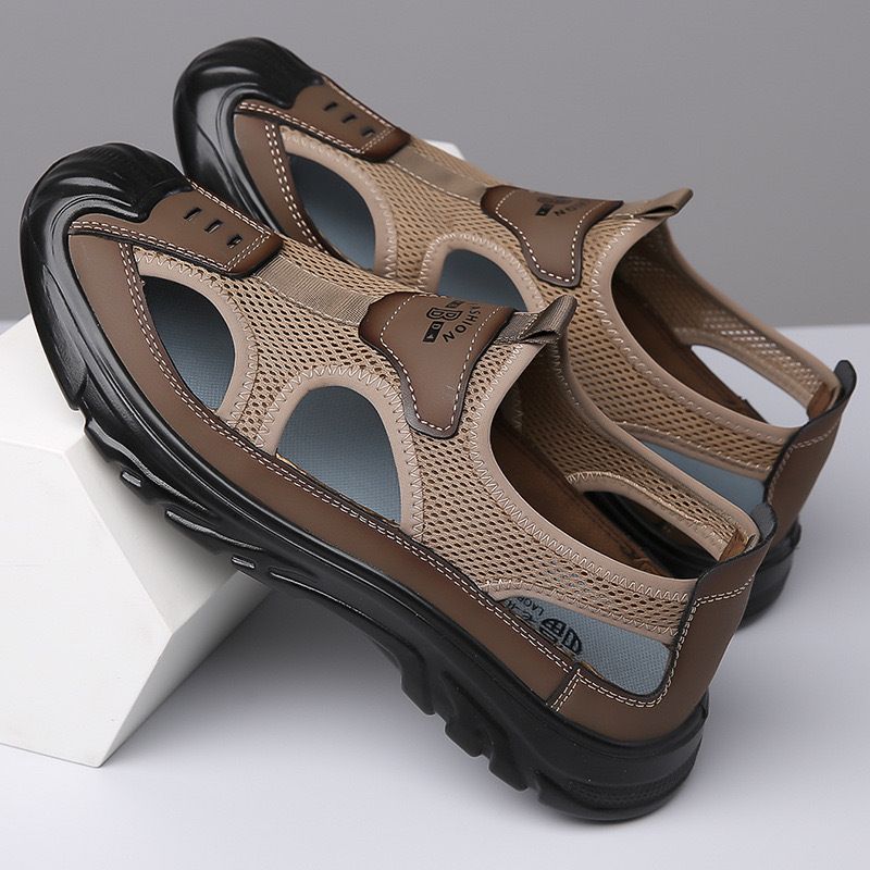 Men's Breathable Closed-Toe Sandals, Summer Mesh Hollow Out Casual Shoes, Non-slip Outdoor Hiking Sandals, 3 Colors Available, EU Sizes 41-45
