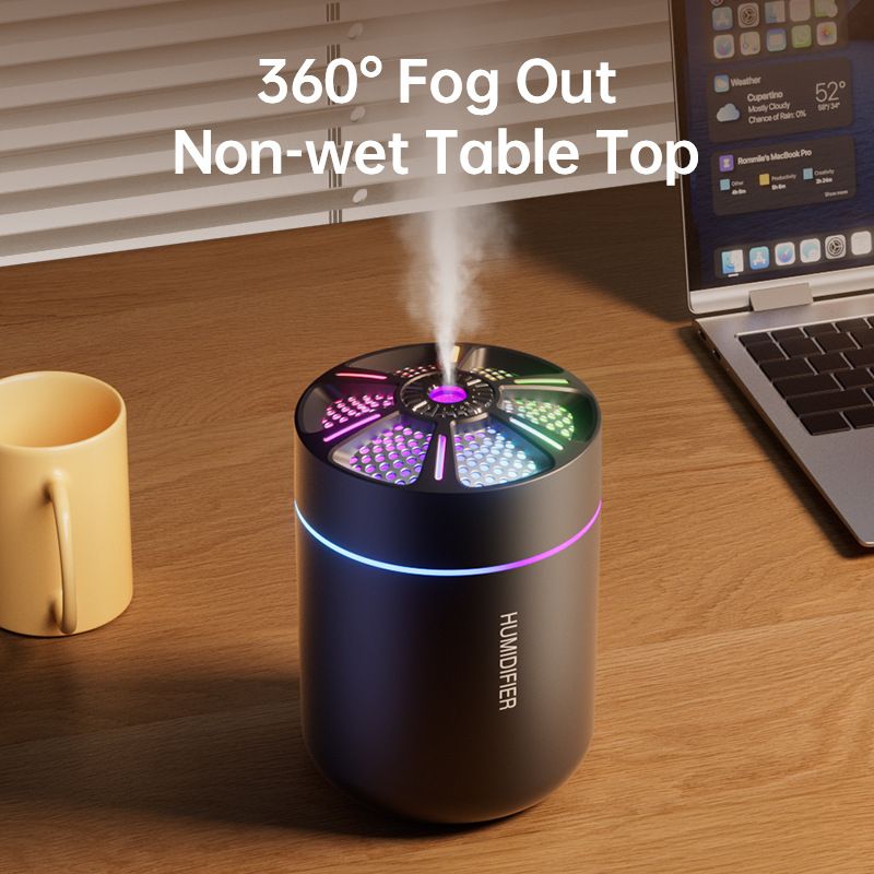 2026 New Creative Mars Cinder Humidifier, USB Plug-in Ultrasonic Large Mist Volume Water Replenisher, Ultra Quiet Colorful LED Atmosphere Light Mini Humidifier, Portable Desktop Air Moisturizer for Home Office Bedroom