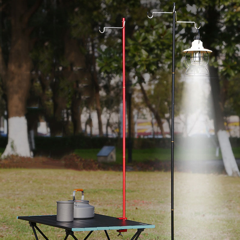 DJ-001 Outdoor Camping Hiking Aluminum Alloy Foldable Lamp Post Pole Portable Fishing Hanging Light Fixing Stand Holder Lantern Stand