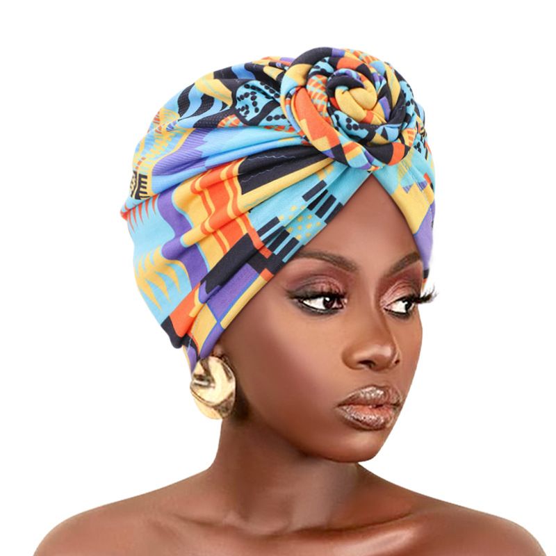 Colorful style headscarf flower headscarf hat elastic print hat sleeping hatstyle 4