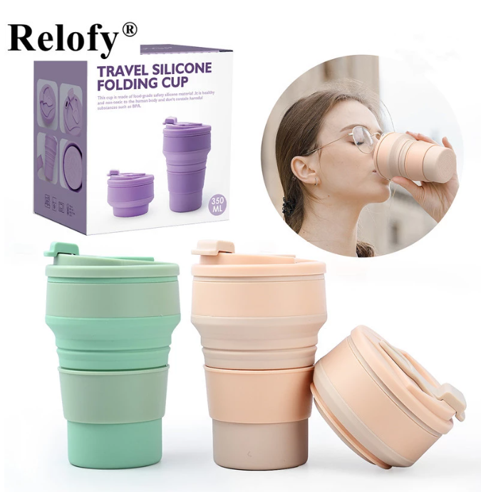 350ml silicone folding coffee cup portable outdoor cycling travel drinking cup foldable water tea cup fitness cup drinks