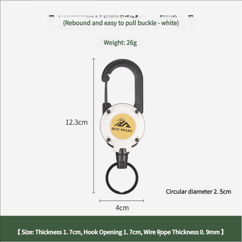 Outdoor camping tactics: easy to pull buckle, telescopic buckle, steel wire rope, multifunctional keychain, camping rebound, anti loss rope, easy to pull