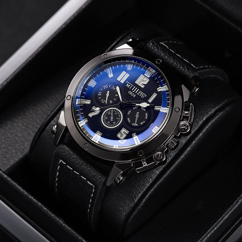 3 Men's Fashion Round Watch Waterproof Quartz Watch