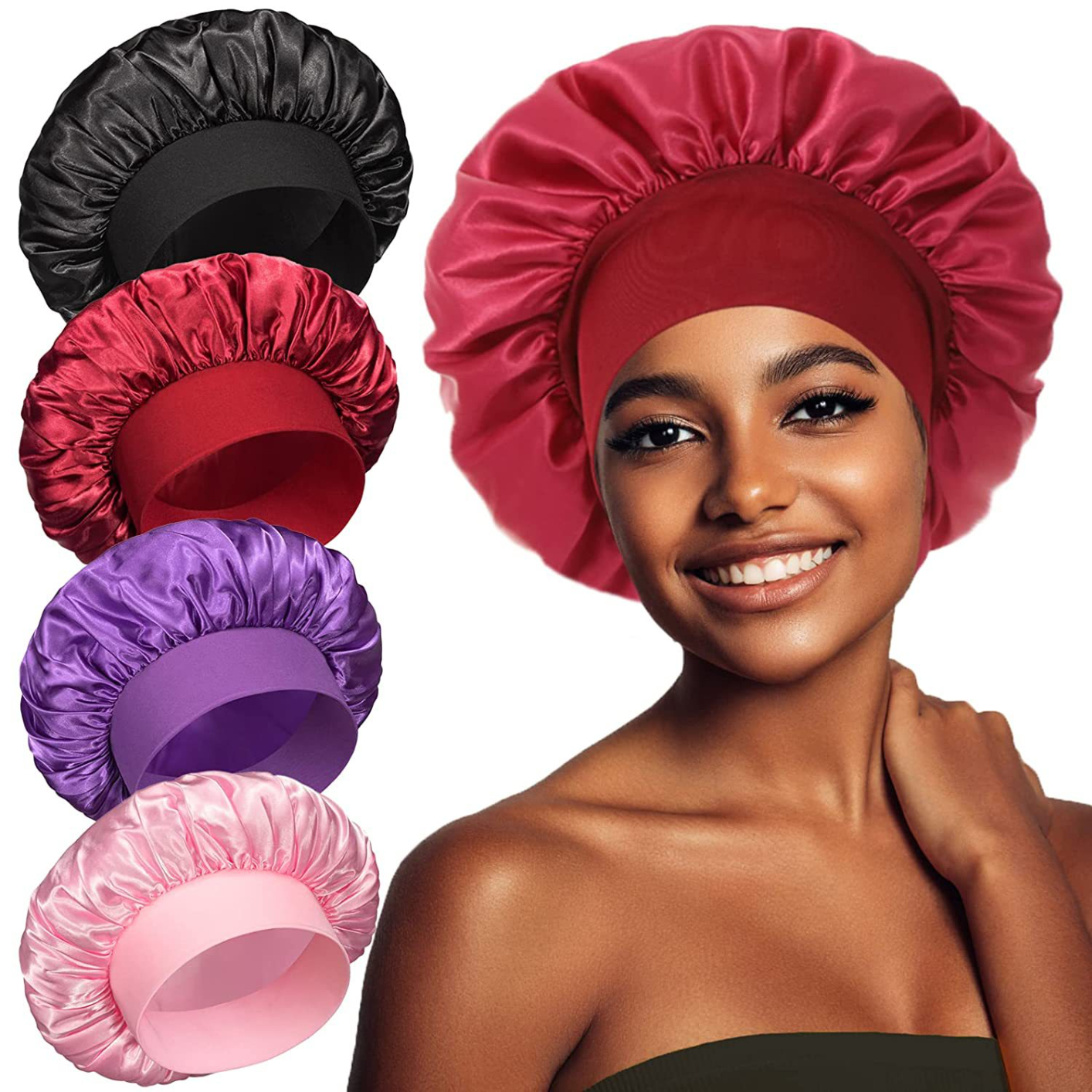 Fashionable shower cap Sleeping cap Single color wide brim elastic adult sleeping cap men and women fashion hair care beauty shower cap