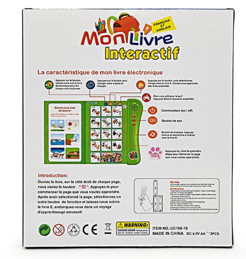 French English Spanish Arabic Talking Learning Book for Kids 2 3 4 5 6 Years Old, Learn French Interactive Audio Sound Books for Toddlers, Francais Educational Electronic Toys, Bilingual Musical Toy New French English finger-pointing reading children's smart learning toy voice calligraphy e-book