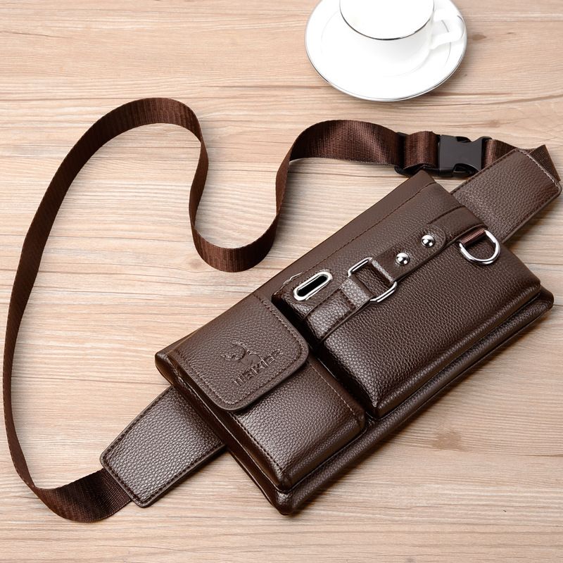 Men's bag fashion mobile phone bag sports waist pack multi-functional outdoor mobile phone bag pu boys crossbody bag riding waist pack men