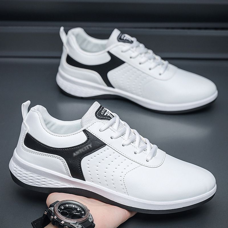 2024 spring new men's shoes leather leather waterproof sports casual shoes youth soft sole classic fashion trend small white shoes HL1200