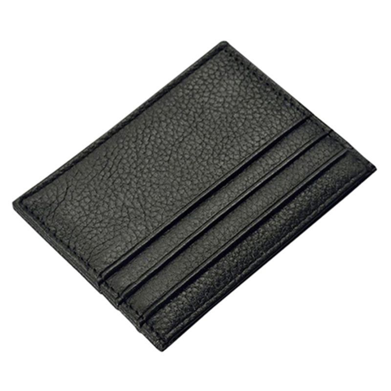 Men's ultra-thin credit card clip leather wallet coin pocket wallet black wallet