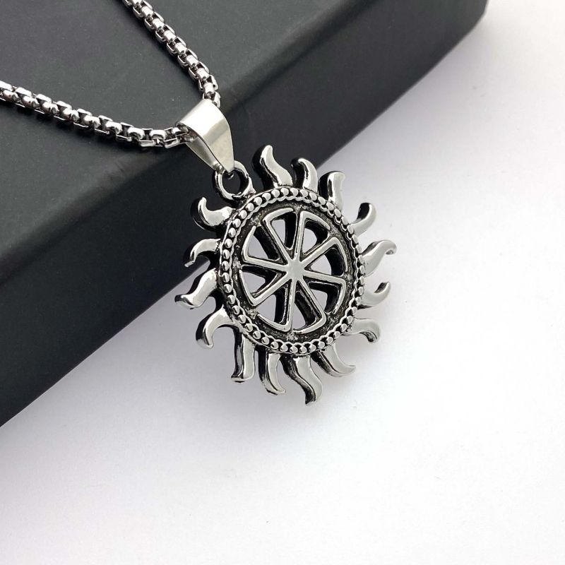 Stainless steel necklace, Viking Sun alloy pendant necklace CRRSHOP free shipping chain 60cm 