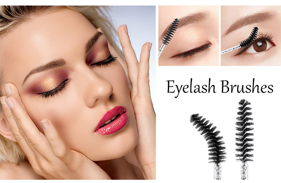 300 Disposable Mascara Wands Eyelash Brush Spoolies for Eye Lash Extension, Eyebrow and Makeup Crystal