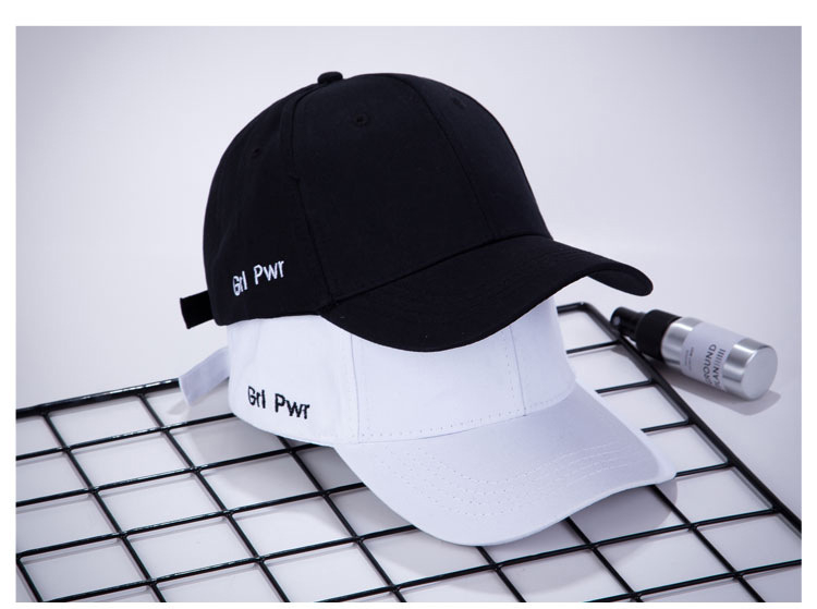 ins hat female spring and summer letters embroidered baseball cap male tide Korean version of the couple curved eaves cap washed cotton duck tongue cap