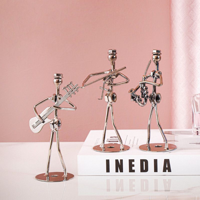 AUNONT Creative retro band small iron man ornaments iron art doll model home entrance wine cabinet decoration metal crafts