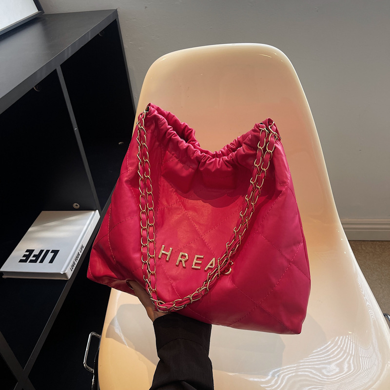 Women's Autumn New Diamond-Shaped Chain Shoulder Bag Soft Face Letter Underarm Bag