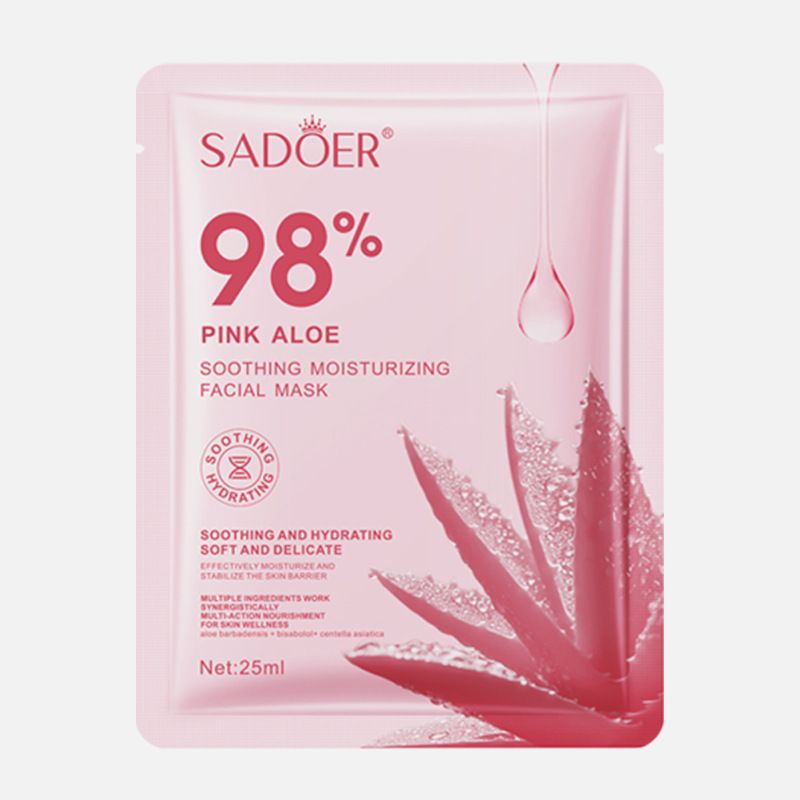 SADOER Aloe Vera Moisturizing Facial Mask, 1 Sheet Hydrating & Soothing Face Mask, Deep Nourishing & Calming Sheet Mask for Dry, Sensitive & Irritated Skin, Daily Skincare Single-Use Mask