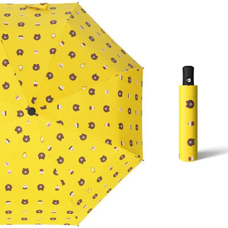 Umbrella Black UV Proof Coating Chromatic Sunshade Manual 3 Folding Section Umbrellas