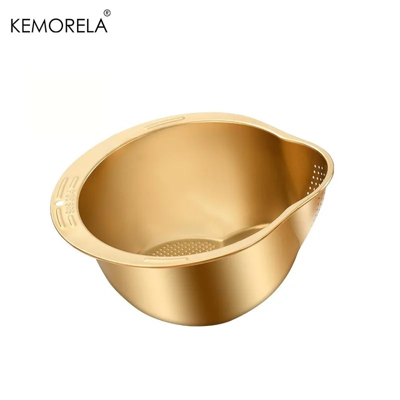 Rice Washer Strainer Bowl Stainless Steel 304 Rice Washing Bowl Rice Sieve Colander Fruit And Vegetable Strainer Kitchen Tools
gold