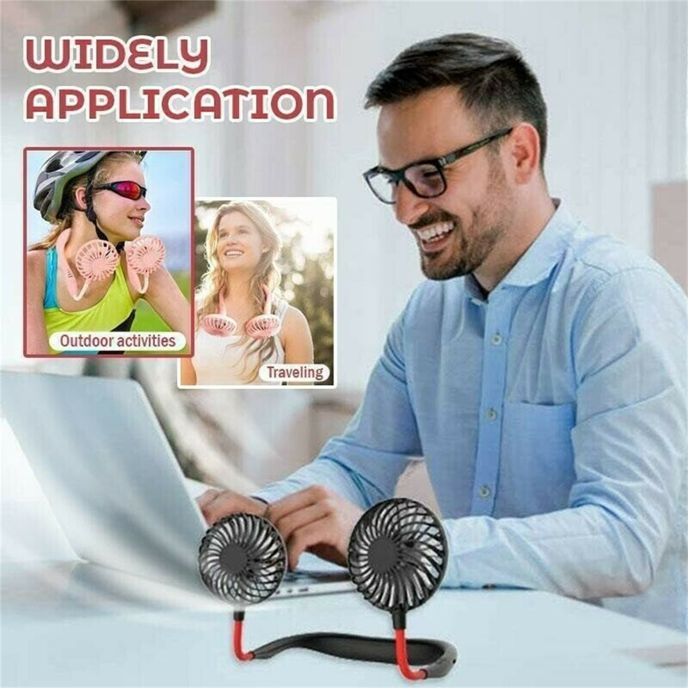 Neck Fan Portable Face Fan Personal Usb Hands-Free Mini Wearable Sports Handheld Cooling Small New Fans Around Your Neck For Travel Office Room Household Outdoor Sports
