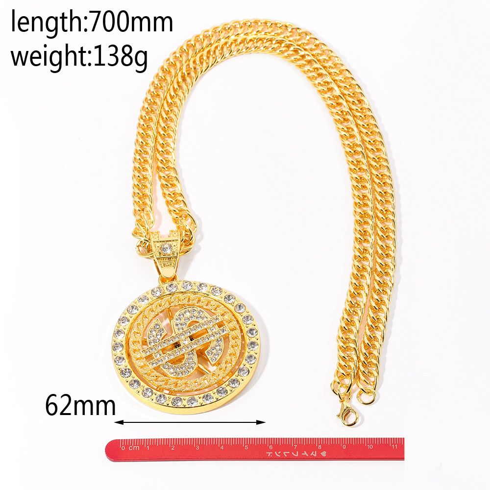 American gold necklace, hip hop personalized hipster, necklace with diamonds, dollar turn pendant necklace.