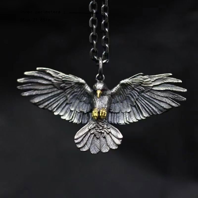 Eagle necklace, eagle spreading wings ornament pendant necklace CRRSHOP free shipping chain