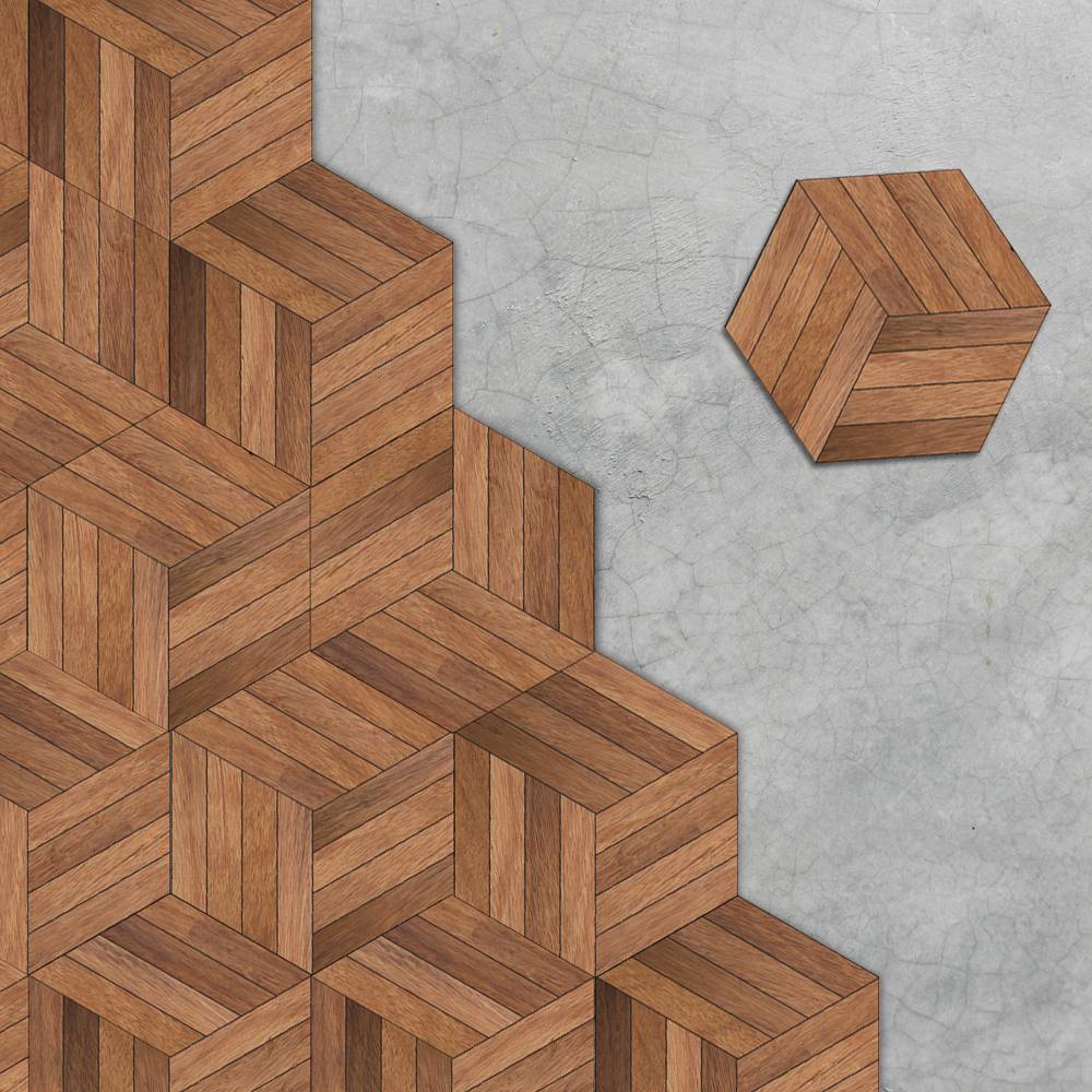 DB076 10pcs/set Wood Pattern Hexagon Floor Wall Stickers Waterproof Anti-Slip Tile Art Decal Bathroom Bedroom Home Decor 20x23cm