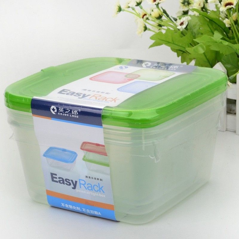 6-piece plastic fresh-keeping box, microwaveable lunch box, vegetable and fruit storage box 680ml*3+2000ml*3 